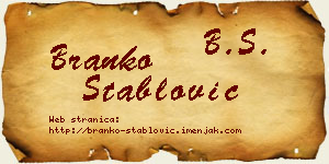 Branko Stablović vizit kartica